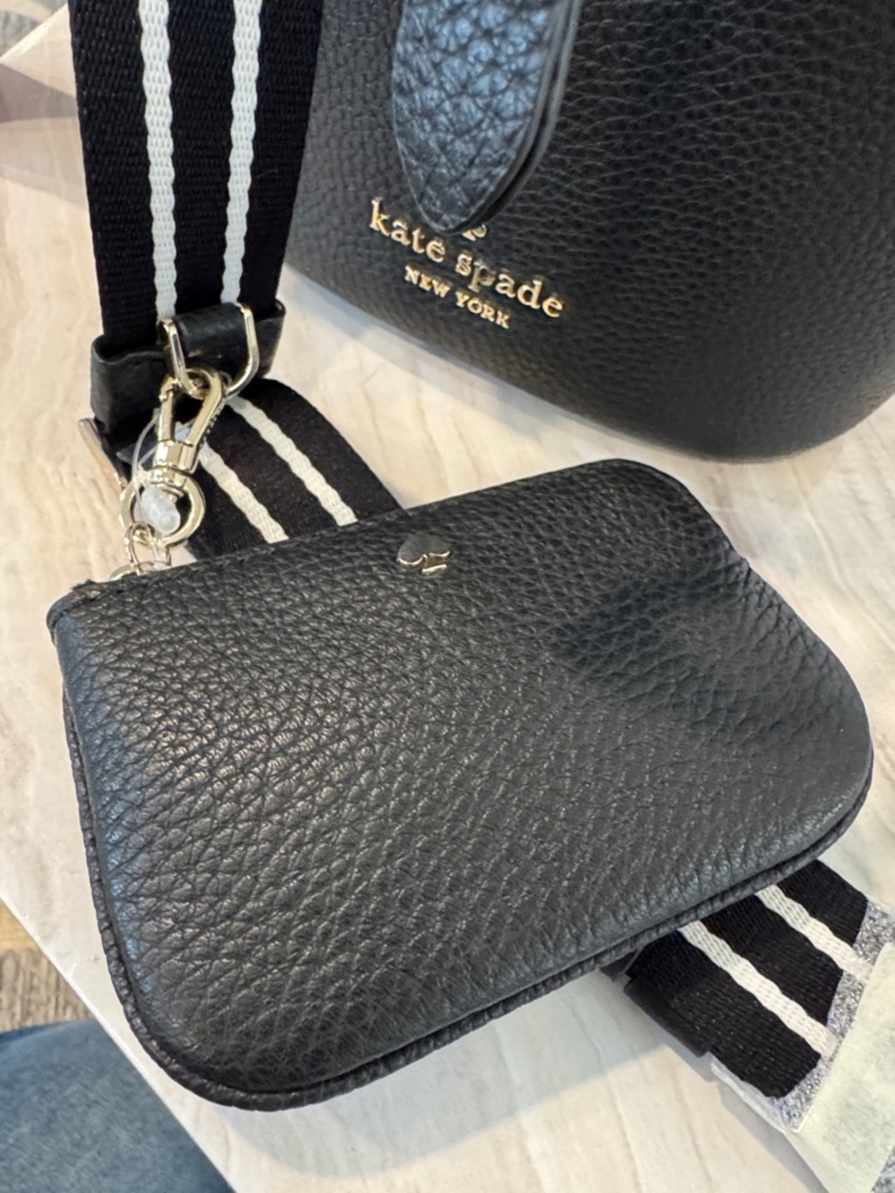 Kate Spade New York Rosie Crossbody Mini Bucket Black Leather Bag - Picture 10 of 17
